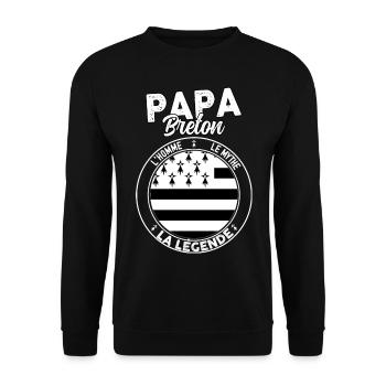 Papa breton l'homme le mythe La légende - Sweat-shirt Unisexe - noir - Devant - Alina (178cm) & Michal (187cm)