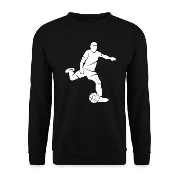 Fußball Silhouette Fußballer Fußballspieler - Unisex Pullover - Schwarz - Vorne - Alina (178cm) & Michal (187cm)