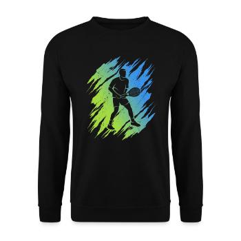 Tennis Tennistrainer Kinder Jungen Tennisspieler - Unisex Pullover - Schwarz - Vorne - Alina (178cm) & Michal (187cm)