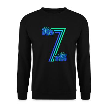 7. Geburtstag Rennauto 7 Jahre alt Rennwagen - Unisex Pullover - Schwarz - Vorne - Alina (178cm) & Michal (187cm)