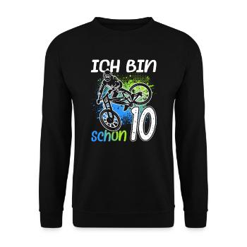 10. Geburtstag Mountain Bike 10 Jahre alt Fahrrad - Unisex Pullover - Schwarz - Vorne - Alina (178cm) & Michal (187cm)