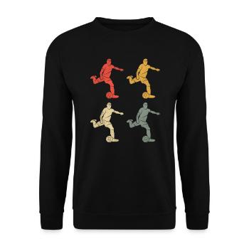 Fußballspieler Retro Fußball Spieler Fußballer - Unisex Pullover - Schwarz - Vorne - Alina (178cm) & Michal (187cm)
