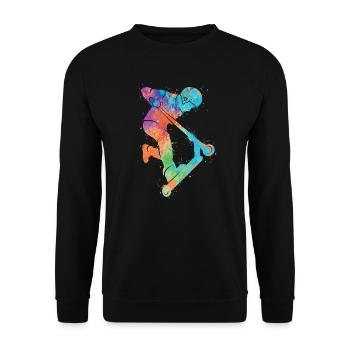 Kick Scooter Colorful Scooter Rider Stunt Scooter - Unisex Sweatshirt - black - Front - Alina (178cm) & Michal (187cm)