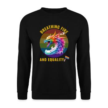 Gay Pride – Feuer und Gleichheit spucken - Unisex Pullover - Schwarz - Vorne - Alina (178cm) & Michal (187cm)