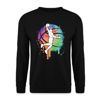 Basketball Männer Basketballer Basketballspieler - Unisex Pullover - Schwarz - Vorne - Alina (178cm) & Michal (187cm)