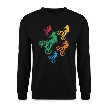 BMX Stunts Bike Mädchen Jungen Fahrrad BMX Kinder - Unisex Pullover - Schwarz - Vorne - Alina (178cm) & Michal (187cm)