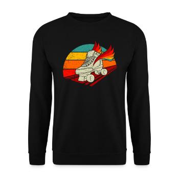Retro Rollschuhe Vintage - Unisex Pullover - Schwarz - Vorne - Alina (178cm) & Michal (187cm)