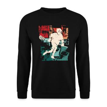 Lacrosse Player Racket Ball Men's Lacrosse - Unisex Sweatshirt - black - Front - Alina (178cm) & Michal (187cm)
