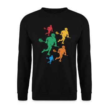 Lacrosse Player Ball Racket Lacrosse - Unisex Sweatshirt - black - Front - Alina (178cm) & Michal (187cm)