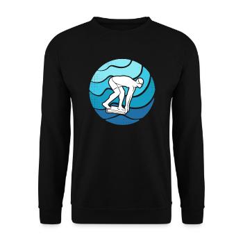 Schwimmen Schwimmer Kinder Herren Jungen Schwimm - Unisex Pullover - Schwarz - Vorne - Alina (178cm) & Michal (187cm)