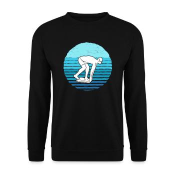 Schwimmen Schwimmer Kinder Jungen Schwimm Herren - Unisex Pullover - Schwarz - Vorne - Alina (178cm) & Michal (187cm)
