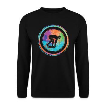 Schwimmer Schwimmen Kinder Jungen Mädchen Schwimm - Unisex Pullover - Schwarz - Vorne - Alina (178cm) & Michal (187cm)