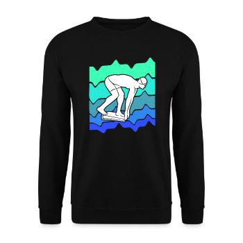 Schwimmer Schwimmen Schwimmsport Jungen Schwimm - Unisex Pullover - Schwarz - Vorne - Alina (178cm) & Michal (187cm)