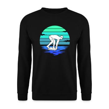 Schwimmer Schwimmsport Herren Schwimm Jungen - Unisex Pullover - Schwarz - Vorne - Alina (178cm) & Michal (187cm)