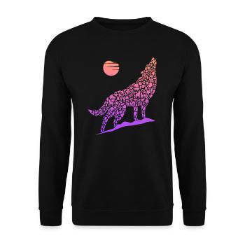 Heulender Wolf Wolfssilhouette Kinder Damen Wölfe - Unisex Pullover - Schwarz - Vorne - Alina (178cm) & Michal (187cm)