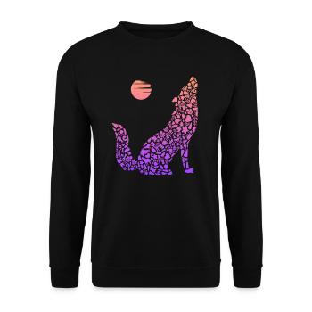 Heulender Wolf Tier Wolfssilhouette Damen Wölfe - Unisex Pullover - Schwarz - Vorne - Alina (178cm) & Michal (187cm)