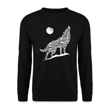 Heulender Wolf Wolfssilhouette Kinder Wölfe - Unisex Pullover - Schwarz - Vorne - Alina (178cm) & Michal (187cm)