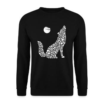 Heulender Wolf Tier Wolfssilhouette Mädchen Wölfe - Unisex Pullover - Schwarz - Vorne - Alina (178cm) & Michal (187cm)