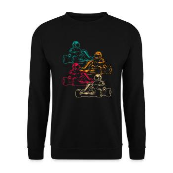 Go-Kart Motorsport Karts Hommes Garçons Kart Race - Sweat-shirt Unisexe - noir - Devant - Alina (178cm) & Michal (187cm)