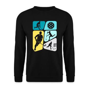 Unihockey Floorballspieler Jungen Kinder Floorball - Unisex Pullover - Schwarz - Vorne - Alina (178cm) & Michal (187cm)
