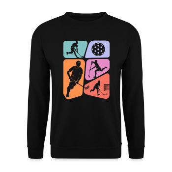 Unihockey Floorballspieler Kinder Floorball Jungen - Unisex Pullover - Schwarz - Vorne - Alina (178cm) & Michal (187cm)