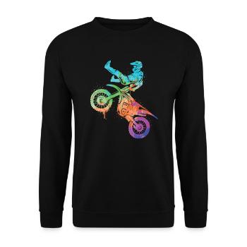Dirt Biker Motorrad Mädchen Motocross Jungen - Unisex Pullover - Schwarz - Vorne - Alina (178cm) & Michal (187cm)