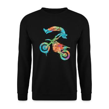 Dirt Biker Motorrad Motocross Jungen Mädchen - Unisex Pullover - Schwarz - Vorne - Alina (178cm) & Michal (187cm)