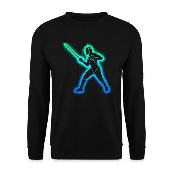 Fechter Fechtkunst Kinder Herren Jungen Fechten - Unisex Pullover - Schwarz - Vorne - Alina (178cm) & Michal (187cm)