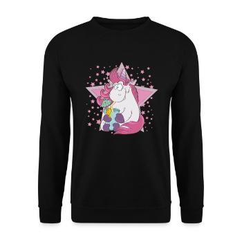Einhorn - Unisex Pullover - Schwarz - Vorne - Alina (178cm) & Michal (187cm)
