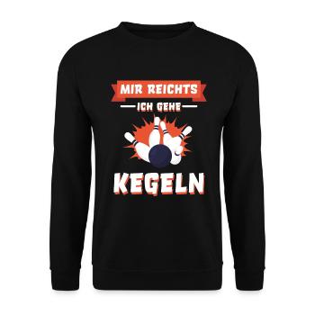 Kegeln Kegler Kegelspruch lustig Geschenk - Unisex Pullover - Schwarz - Vorne - Alina (178cm) & Michal (187cm)