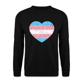 Trans Heart LGBTQ Transgender Flag - Unisex Sweatshirt - black - Front - Alina (178cm) & Michal (187cm)