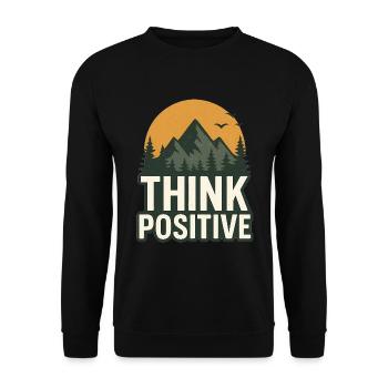 Think Positive Nature Adventure Tee - Unisex Sweatshirt - black - Front - Alina (178cm) & Michal (187cm)