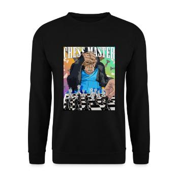 Schachmeister Schimpanse Schach Geschenk - Unisex Pullover - Schwarz - Vorne - Alina (178cm) & Michal (187cm)
