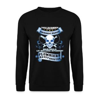 les meilleurs naissent plombiers chauffagistes - Sweat-shirt Unisexe - noir - Devant - Alina (178cm) & Michal (187cm)