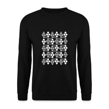 Abstrakte geometrische Kunst Quadrat Schwarz Bunt - Unisex Pullover - Schwarz - Vorne - Alina (178cm) & Michal (187cm)