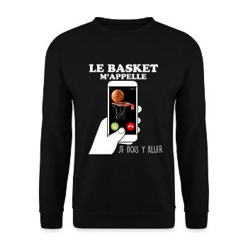 Basket Humour Sport Collectif Appel Téléphone - Sweat-shirt Unisexe - noir - Devant - Alina (178cm) & Michal (187cm)
