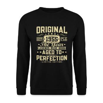 Original 1955 Vintage Vintage Rétro Anniversaire - Sweat-shirt Unisexe - noir - Devant - Alina (178cm) & Michal (187cm)