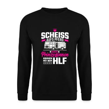 Feuerwehrfrau Feuerwehr - Unisex Pullover - Schwarz - Vorne - Alina (178cm) & Michal (187cm)