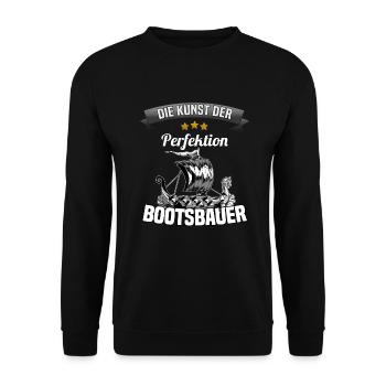 Die Kunst der Perfektion Bootsbauer Bootsbau - Unisex Pullover - Schwarz - Vorne - Alina (178cm) & Michal (187cm)