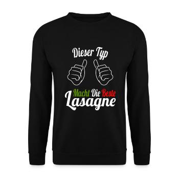 Dieser Typ macht die beste Lasagne Italien Fan - Unisex Pullover - Schwarz - Vorne - Alina (178cm) & Michal (187cm)