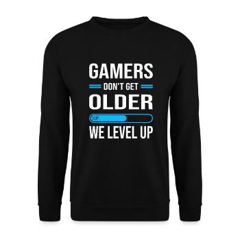 Birthday Gaming Level Up Gamer - Unisex Sweatshirt - black - Front - Alina (178cm) & Michal (187cm)