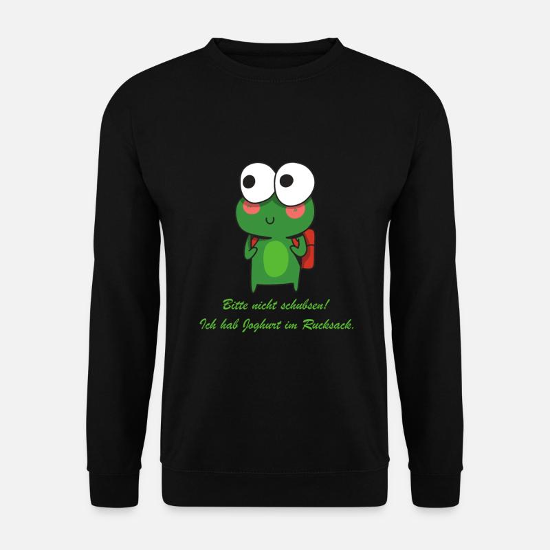 Joghurt im Rucksack Witziger Spruch mit Frosch - Unisex Pullover - Schwarz