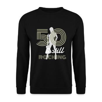 Electric Guitar Mrs. Still Rocking - 50th Birthday - Unisex Sweatshirt - black - Front - Alina (178cm) & Michal (187cm)