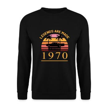 Vintage Retro Oldtimer 1970 Legends are made - Unisex Pullover - Schwarz - Vorne - Alina (178cm) & Michal (187cm)