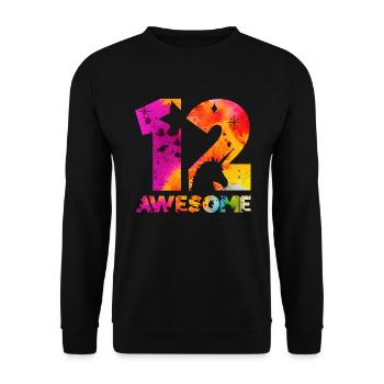 GÉNIAL 12ÈME ANNIVERSAIRE LICORNE 12 ANS - Sweat-shirt Unisexe - noir - Devant - Alina (178cm) & Michal (187cm)