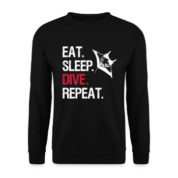 Eat Sleep Dive Repeat - Manta Ray - Vector Design - Unisex Sweatshirt - black - Front - Alina (178cm) & Michal (187cm)
