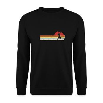 Retro Bouldering Distressed Rock Climbing - Unisex Sweatshirt - black - Front - Alina (178cm) & Michal (187cm)