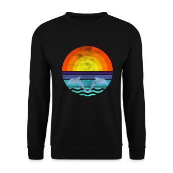 Dolphin Sea Sunset - Unisex Sweatshirt - black - Front - Alina (178cm) & Michal (187cm)