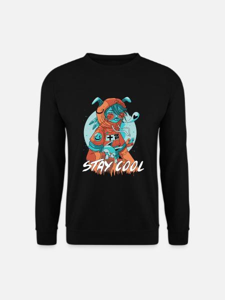Stay Cool Katzen Comicstyle Kunst Design - Unisex Pullover - Schwarz