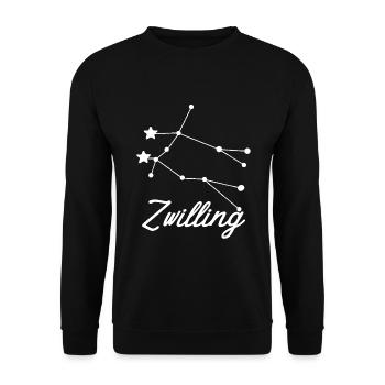 Sternzeichen Zwilling - Tierkreiszeichen - Unisex Pullover - Schwarz - Vorne - Alina (178cm) & Michal (187cm)